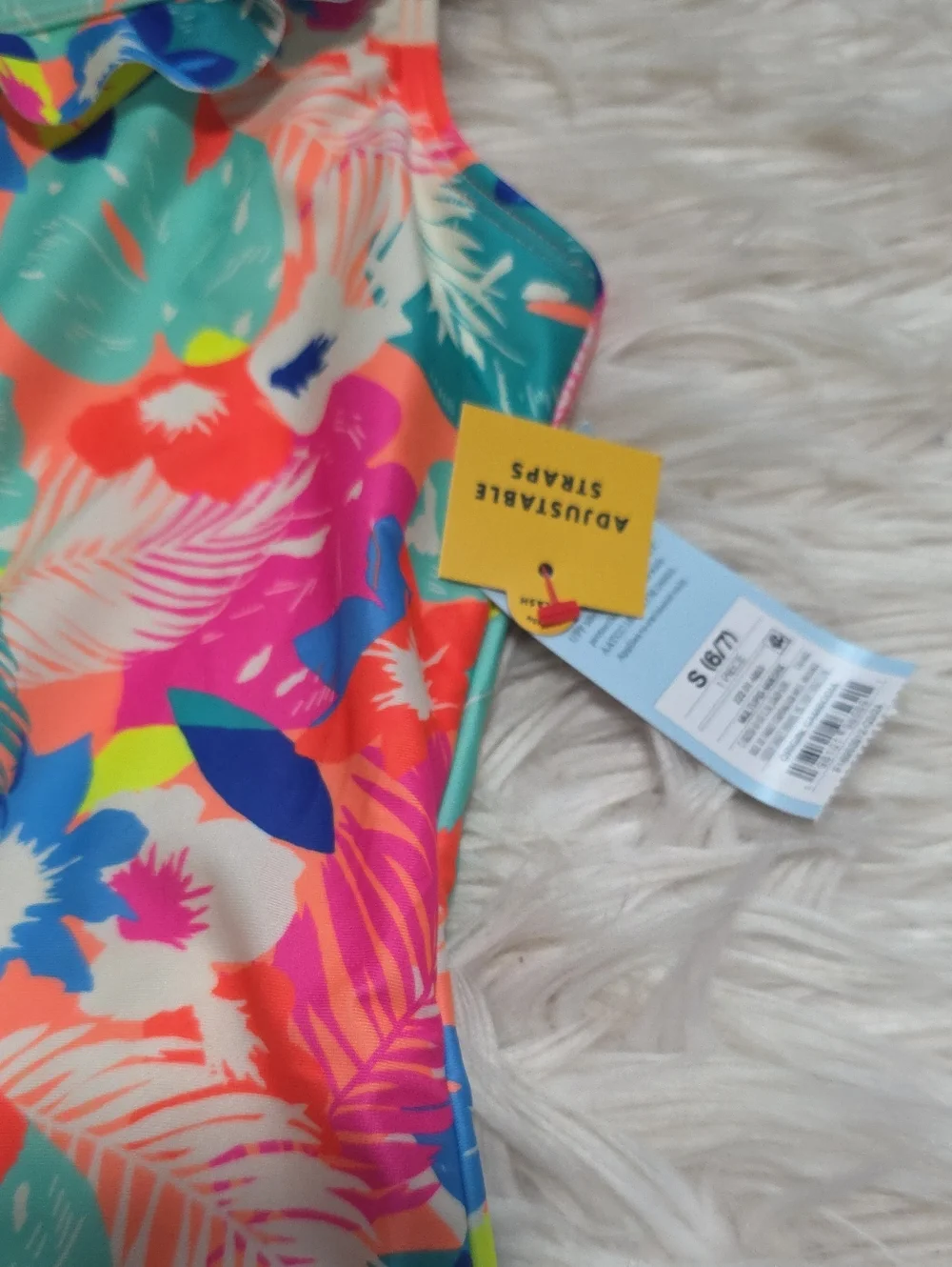NWT Cat & Jack One Piece Tropical Bathing Suit- S Or 6/7